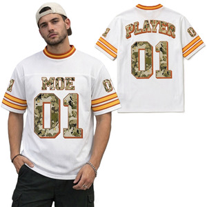Maillot de football américain en maille blanche avec impression de numéro camouflage, respirant, en polyester, pour équipe, personnalisable, OEM, marque privée - Product Image 1