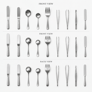 Ensemble d'ustensiles de chef Altomme Instruments en acier inoxydable, 10 pièces, lavable au lave-vaisselle, couteaux, fourchettes, cuillères, pinces, pincettes - Product Image 1