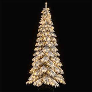 9ft Pre-Lit Snow Flocked Christmas <b>Tree</b> with 500 Warm White LEDs and 1223 Branch Tips 3 <b>Lighting</b> Modes White Christmas <b>Tree</b> - Product Image 2