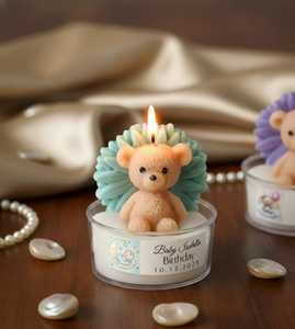 Teddy Flower Glass <b>Candle</b> Baby Shower Luxury Scented Glass <b>Candle</b> Custom Label Cute Birthday return gift <b>Candle</b> Customized Label - Product Image 1