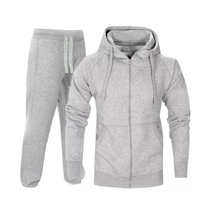 Survêtement unisexe gris et rouge à capuche, manches longues, couleur unie, fermeture éclair, style décontracté et sportif, respirant, coupe régulière, pour l'automne - Product Image 6