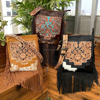 Sac bandoulière de luxe en cuir véritable fait main, grande taille, à franges, pour femme, en cuir de vachette de haute qualité, collection 2026