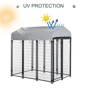 Recinto per Cani di Grandi Dimensioni 6FT X 4FT X 6FT, Gabbia Robusta da Esterno con Tetto in Tessuto Oxford Resistente ai Raggi UV, Chiusura Sicura, Nero - Product Image 4