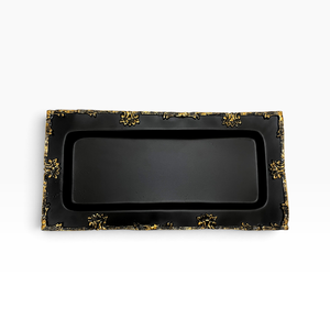 Plateau rectangulaire noir tendance pour chocolats avec bordure décorative, accessoires personnalisables pour chocolats, tailles et couleurs disponibles sur mesure - Product Image 1