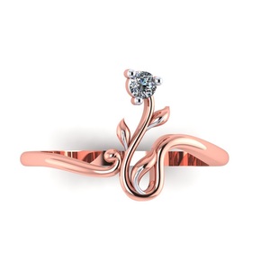 Exquisito Anillo de Hoja de Diamantes en Oro Rosa de 14K, Diseño Delicado Inspirado en la Naturaleza, Perfecto para Compromiso o Aniversario de Mujer - Product Image 2