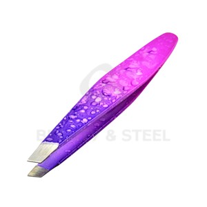 Professional 7cm Mini Slanted Tip Eyebrow Tweezer <b>Set</b> in Sparkling Galaxy and Vibrant Hot <b>Pink</b> Finishes - Product Image 4
