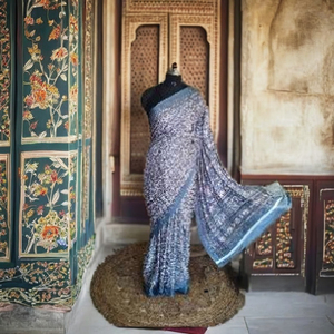 Saree en soie indienne traditionnelle élégante avec chemisier résistant aux taches et vêtement durable - Product Image 1