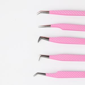 Black Silver Grip Eyelash Tweezers <b>Pink</b> <b>Box</b> Packing Isolation Private Label Fiber Tip Volume Lash Tweezers for sale - Product Image 1