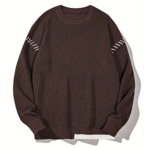 Warm Man Sweater Soft Textured Knit Crew Neck Pullover Long Sleeve Casual Winter Clothing For <b>Men</b> Outdoor Activities Travel - Product Image 3