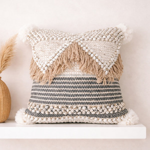 Funda de Almohada Decorativa Boho de Diseño, Estilo Vintage, Tejida a Mano, con Flecos, Estilo Bohemio, Cuadrada, para Decoración Festiva del Hogar - Product Image 1