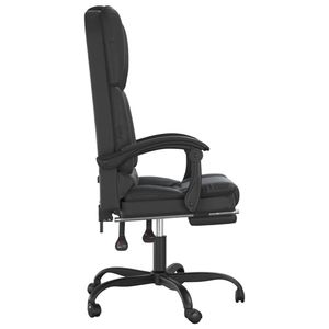 Silla de Oficina de Cuero Sintético Negro con Función de Masaje, Construcción de Madera Contrachapada y Metal - Product Image 4