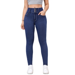 Women's High Waist Skinny Stretch Breathable Eco-Friendly Denim Blue Jeans - Product Image 5