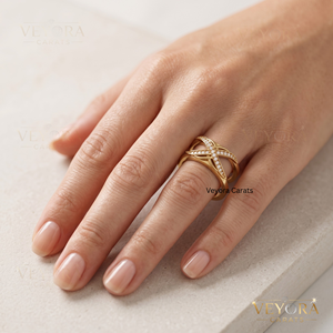 Bague Oura en Argent Sterling 925 Massif de Qualité Supérieure avec Moissanite Pavée Croisée, Finition Blanc Brillant, Accessoire de Bijouterie Élégant - Product Image 1