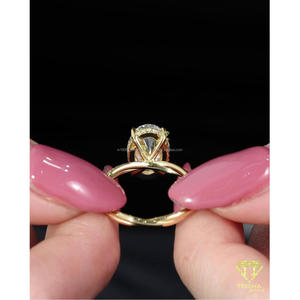 Oval Cut Moissanite Engagement <b>Ring</b> 925 Sterling <b>Silver</b> Gold Plated <b>Solitaire</b> Bridal Wedding Jewelry For Women Elegant Gift - Product Image 3