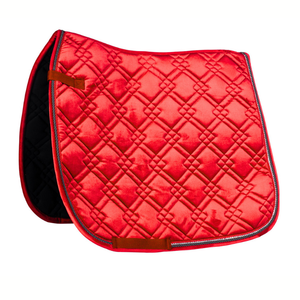 Stylish Cotton Twill Saddle <b>Pad</b> Spiral Quilted Red Rope Piping Dual Layer Foam Polyfill <b>Cushioning</b> Wool Blend Silk-for Jumping - Product Image 1