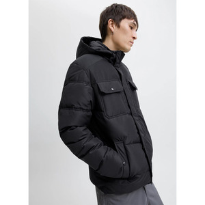 Chaqueta de Invierno para Hombre, Diseño Acolchado con Relleno de Plumón y Lona Impermeable con Capucha de Piel - Product Image 4