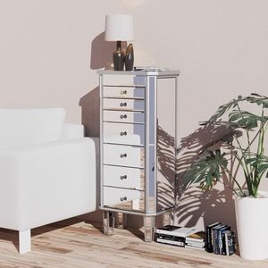 Armadio Portagioie Argentato a Specchio con 7 Cassetti e 16 Ganci per Collane, 2 Ante Laterali a Battente - Product Image 3