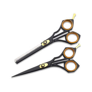 Ensemble de coupe de cheveux professionnel pour salon de coiffure en 2 pièces, ciseaux à effiler et ciseaux droits en acier inoxydable japonais J2, pour la coiffure - Product Image 4