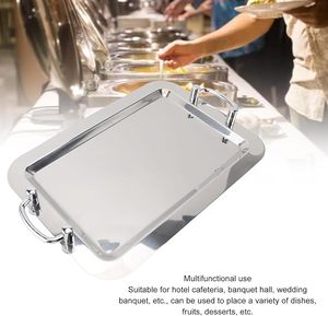 Plateau de service élégant en métal, motif corde gaufré moderne, poignées latérales, plateau de présentation alimentaire de luxe, plateau pour la maison - Product Image 2