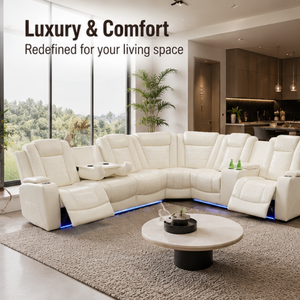 3-Piece White Reclining <b>Sofa</b> <b>Set</b>, Modern Breathable Leather Living Room Furniture with Recliner Seating for Hotel, Villa & Home - Product Image 4