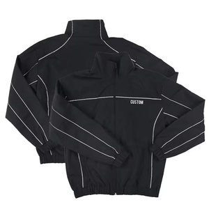 Ensemble coupe-vent tendance pour homme – Survêtement en nylon imperméable avec fermeture éclair personnalisée, taille élastique et rayures contrastées – Style urbain – Personnalisation OEM - Product Image 2