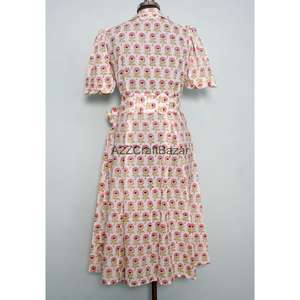 Nuevo Vestido Midi de Verano para Mujer, Estilo Bohemio, Hecho a Mano en India, con Estampado Floral Digital, de Algodón Puro, Tejido, Ecológico, con Encaje, Superventas - Product Image 3