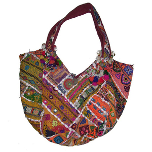 Bolso Tote Casual de Tela de Algodón con Bordado Tribal Banjara Kutch Hecho a Mano, Cierre de Cremallera, Dos Asas, Ecológico, Tamaño Personalizado - Product Image 1