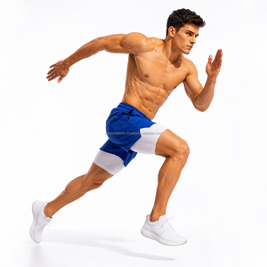 Blank Plain No Logo Double <b>Layer</b> Basketball Shorts Moisture Wicking Fabric Compression Inner Tights Back Zipper Pocket Wear - Product Image 5