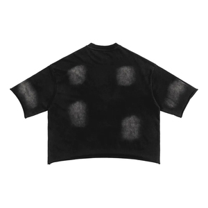 Camisetas negras de felpa francesa para hombre, estilo vintage, corte holgado, personalizadas, extragrandes, con efecto desgastado por el sol, estilo cropped. - Product Image 2