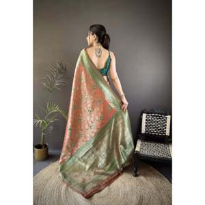 Vrundavan Dharmavaram Soft Silk <b>Saree</b>-Elegant Handwoven Silk <b>Saree</b> - Product Image 6