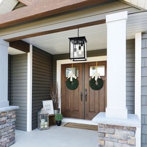 Lampada da Soffitto Nera Antiruggine Impermeabile per Esterni, Lanterna Sospesa per Portico, Stile Rustico per Esterni - Product Image 5