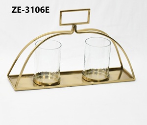 Handmade Metal Candle Holder Contemporary Luxury Artistic Home AccessoriesPremium Matte <b>Black</b> Handmade Gold Iron Decorative - Product Image 2
