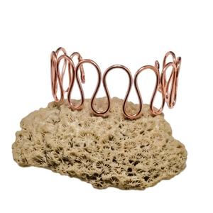 Pulsera de cobre puro sólido, joyería de diseño ondulado hecha a mano, unisex - Product Image 1