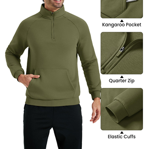 Sudadera de Alta Calidad con Cierre de Cremallera de un Cuarto para Hombre, 100% Algodón, Logotipo Personalizado, Sudadera Básica de Algodón Mezclado, Color Sólido, con Cierre de Cremallera de un Cuarto - Product Image 3