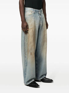 Pantalon cargo ample et respirant de qualité supérieure, avec poches cargo, en jean vintage délavé et décoloré au soleil, personnalisé pour hommes - Product Image 2