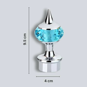 Handmade <b>Single</b> Art Deco <b>Curtains</b> Rod Brackets with Aqua Neon Crystal Knobs - Product Image 3