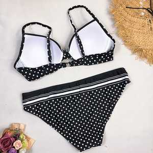 Women's Bikini Set <b>Crossed</b> Halter <b>Top</b> High Waist Bottom Striped Contrast Binding Spandex Polyester Stretch Swimwear - Product Image 4