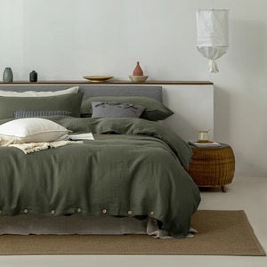 Juego de Edredón Moderno de Lino Blanco Sólido, Tamaño Completo, 4 Piezas, Juego de Ropa de Cama Suave con Fundas de Almohada - Product Image 2