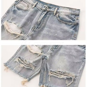 Shorts Desgastados para Hombre, Diseño Roto, Estilo Urbano Juvenil - Product Image 3