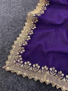 Indian Ethnic Partywear Saree in Faux Georgette with Embroidery Work for Wedding Occasion and <b>Festive</b> Function For Women Wear - Product Image 5