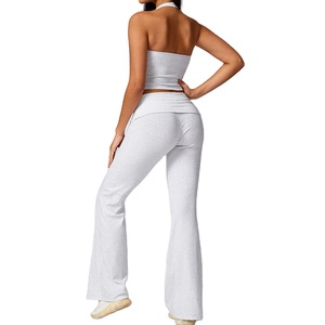 Conjunto de 2 piezas informal al por mayor, conjunto de dos piezas, Top corto y pantalones acampanados, conjunto de 2 piezas ajustado de verano para mujer 2026 - Product Image 3