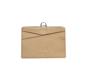 [Produit phare] Porte-cartes d'identité Castello en cuir Saffiano véritable, fermeture ouverte, doublure polyester, sangle fine, unisexe, multi-usages - Product Image 1