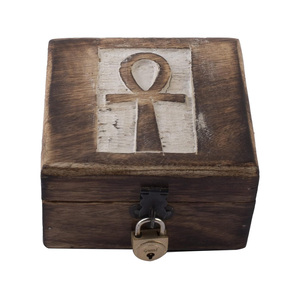 Factory Sale <b>Wooden</b> <b>Box</b> with Ankh Carving Mango Wood Jewelry Organizer & Keepsake <b>Box</b> Treasure Chest Trinket Holder Watch <b>Box</b> - Product Image 3