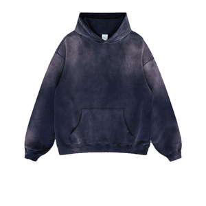 เสื้อฮู้ดดี้โอเวอร์ไซส์ผู้ชาย สีพื้น ผ้าฝ้ายเฟรนช์เทอร์รี่ สไตล์ลำลอง สตรีทแวร์ ใส่ได้ในฤดูใบไม้ร่วง - Product Image 2