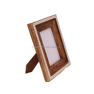 Rustic Beaded <b>Wooden</b> <b>Photo</b> <b>Frame</b> | Handmade for Laser Engraved Brass White Wash Border Tabletop Standing Desk Decor - Product Image 4