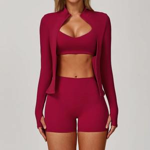 Ropa de Yoga de Alta Calidad para Mujer, Secado Rápido, Transpirable, Sujetador Deportivo, Chaqueta Deportiva, Pantalones Cortos de Cintura Alta, Conjuntos Deportivos para Mujer - Product Image 2