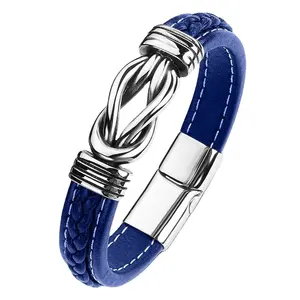 Bracelet jonc personnalisé pour hommes avec logo Bracelet en gros Bracelet à fermoir magnétique Bracelet en cuir Cadeaux Bracelet multicolore de qualité supérieure
