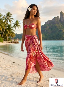 Paréo Sarong en Satin Personnalisé, Motif Floral Traditionnel à Pois, Tissu Tissé pour Plage et Resort, pour Garçons, Fabricant et Fournisseur OEM ODM - Product Image 5