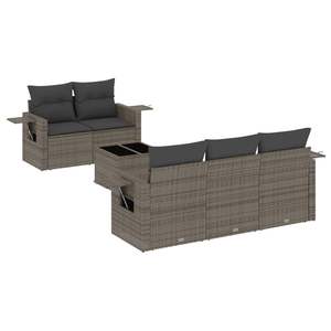 Conjunto de Sofá de Jardín de Poliratán Gris con Acero con Recubrimiento en Polvo y Vidrio Templado, Muebles de Exterior Duraderos - Product Image 2