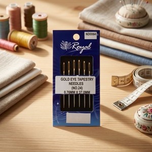 ND0064 Tapestry Needles | Royal Gold Eye Tapestry Needles Size 24 0.76mm x 37mm Hand <b>Sewing</b> Needle <b>Set</b> - Product Image 5